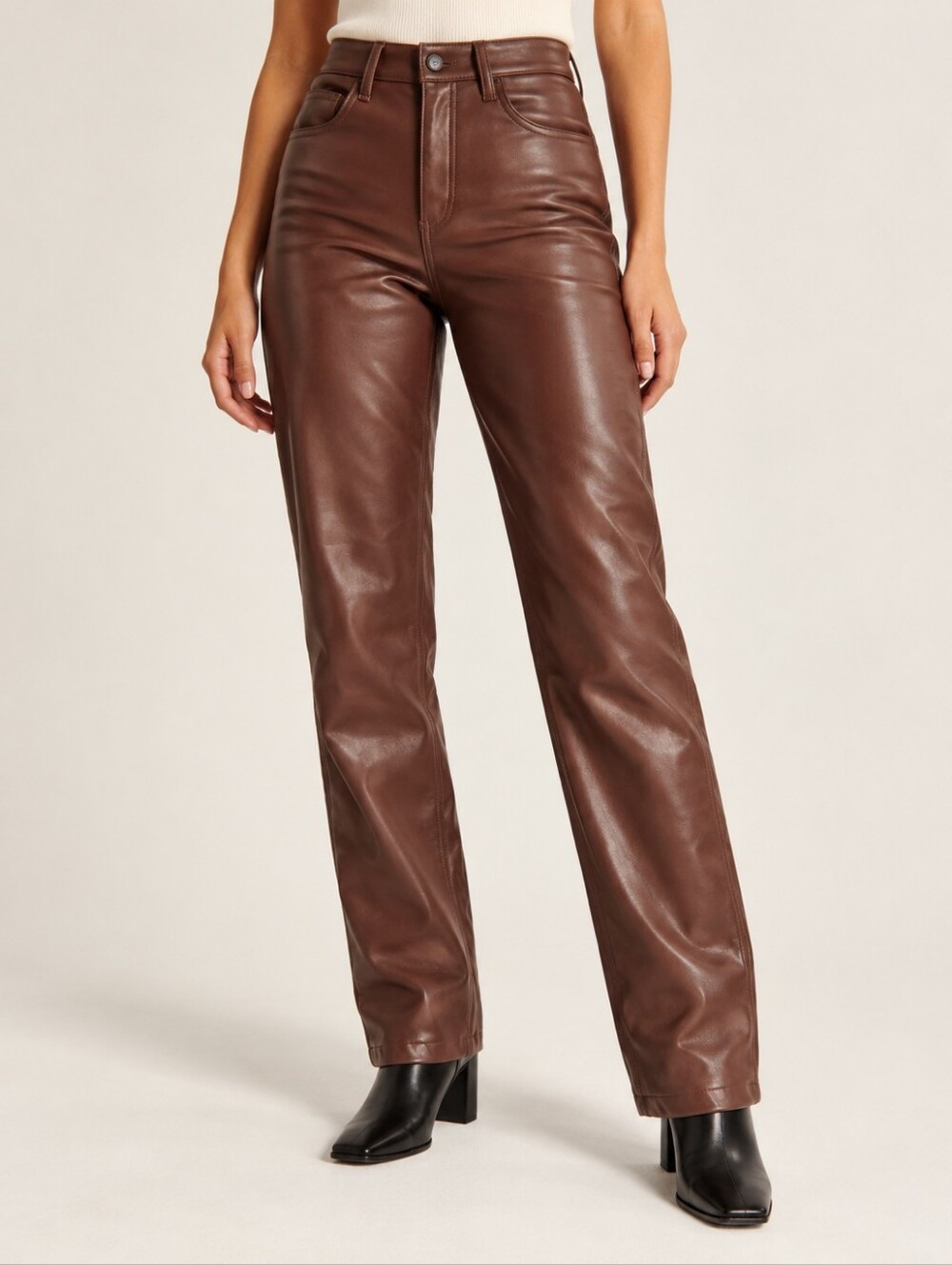 Abercrombie & Fitch 90s Faux Leather Pants Brown Size 28 / 6 Inseam 25.5"